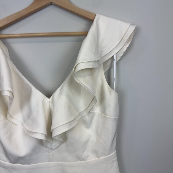 Lulus Divine Darling White Ruffled Skater Dress, Size L - Picture 3 of 10